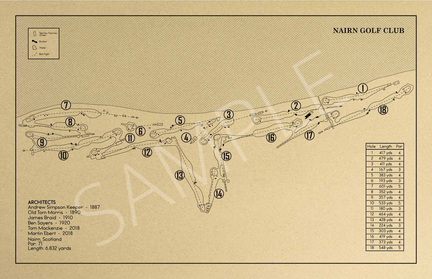 Nairn Golf Club Outline (Print)