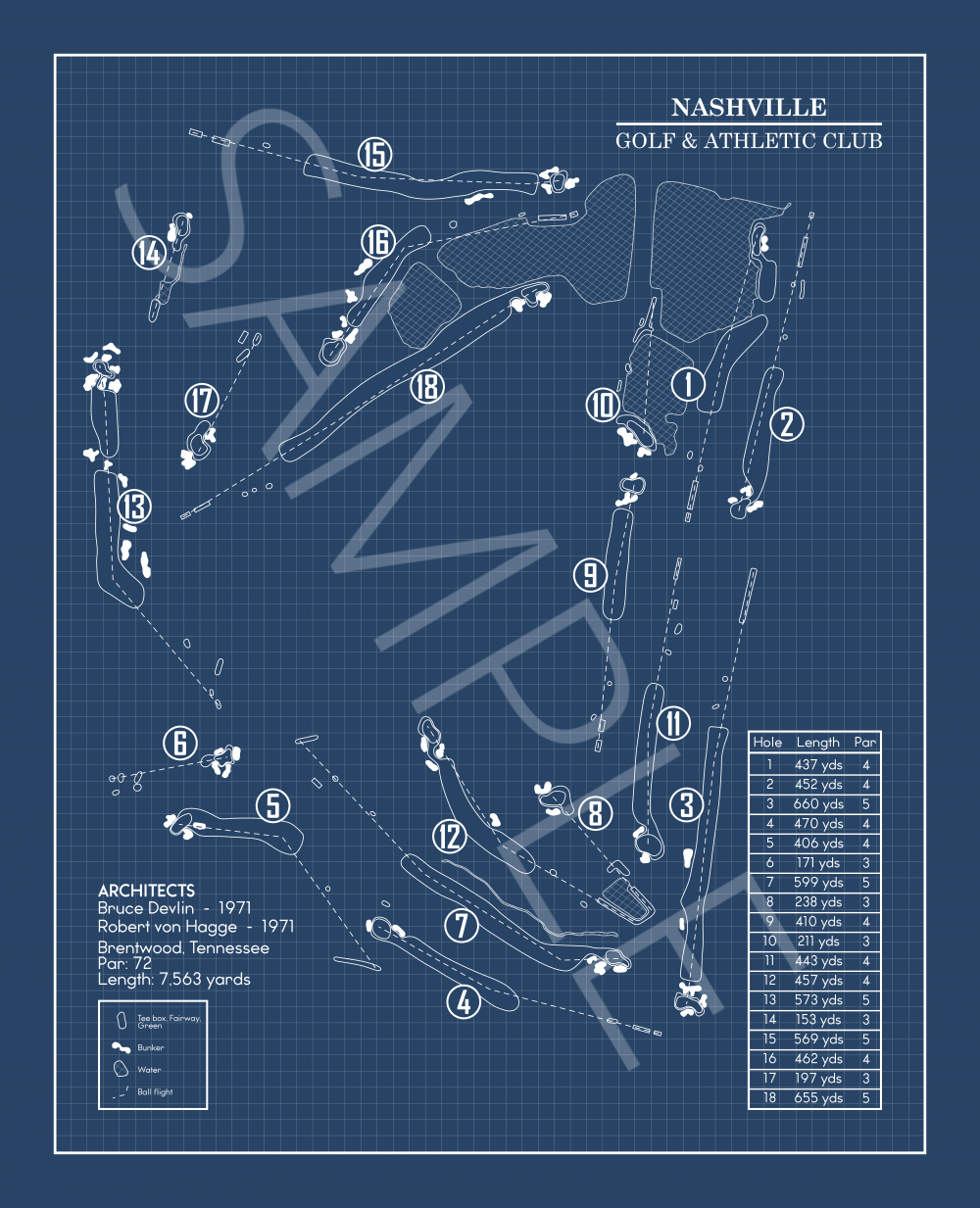 Nashville Golf & Athletic Club Blueprint (Print)