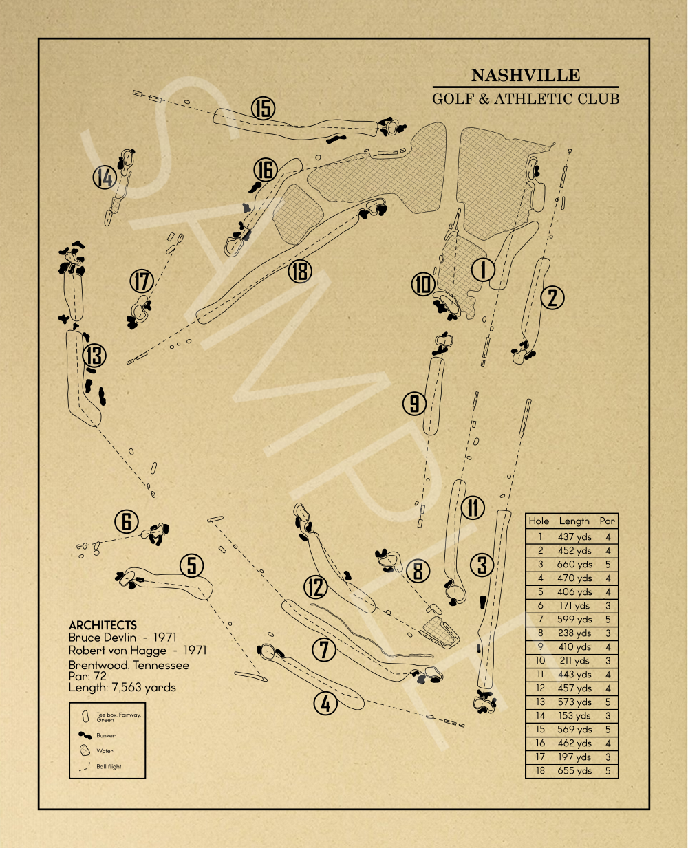 Nashville Golf & Athletic Club Outline (Print)