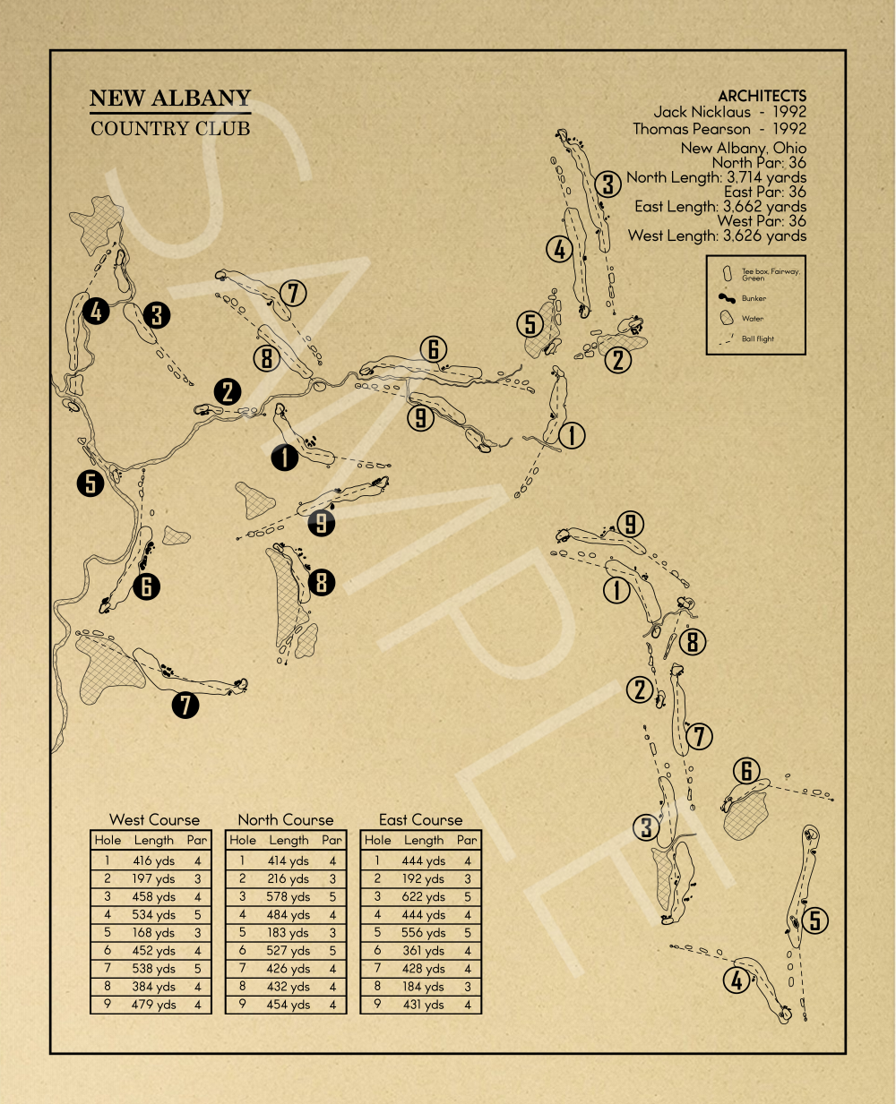 New Albany Country Club Outline (Print)