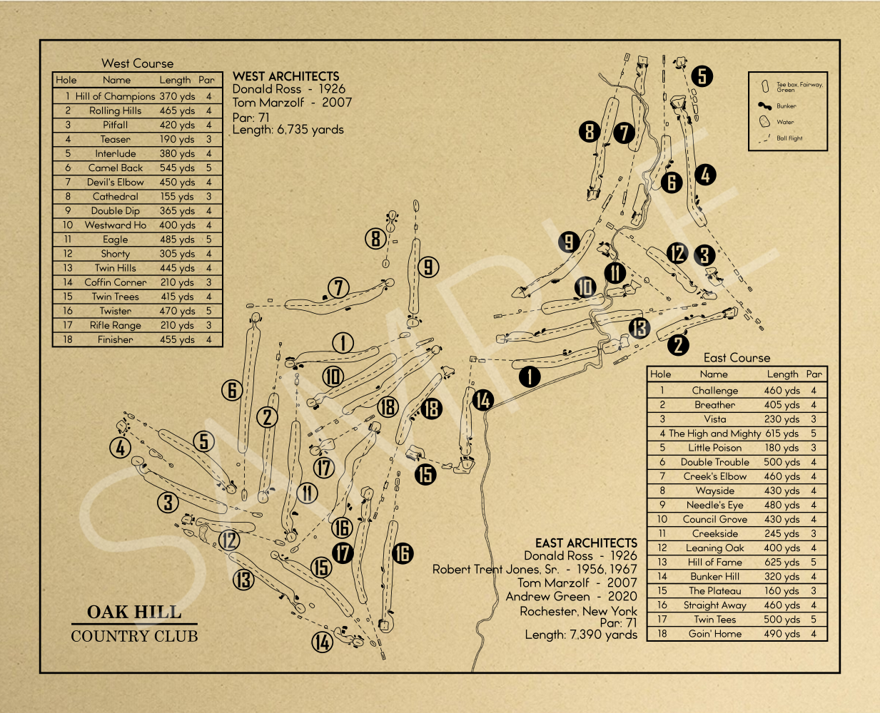 Oak Hill Country Club Outline (Print)