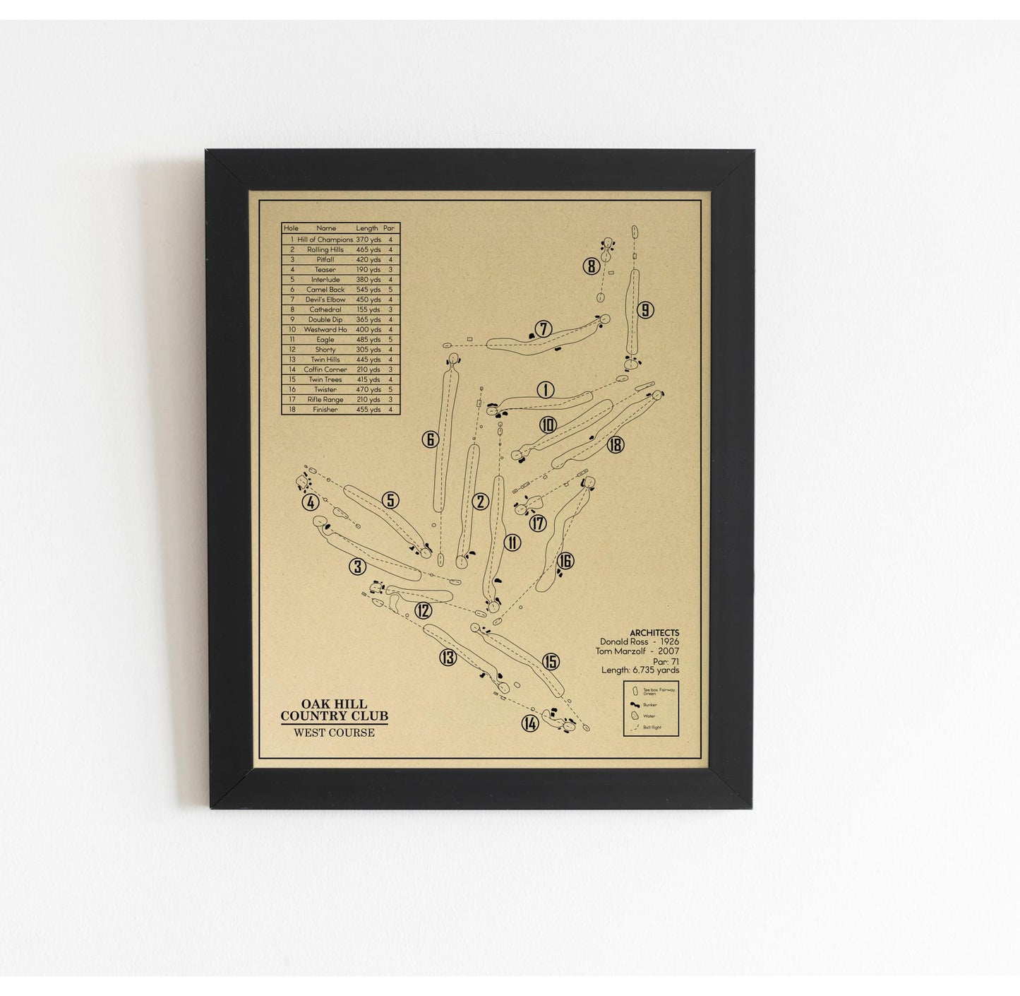 Oak Hill Country Club West Course Outline (Print)