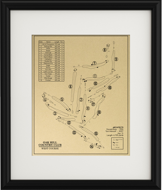 Oak Hill Country Club West Course Outline (Print)