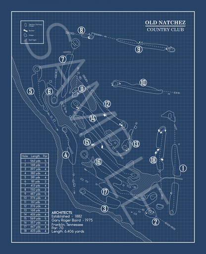 Old Natchez Country Club Blueprint (Print)