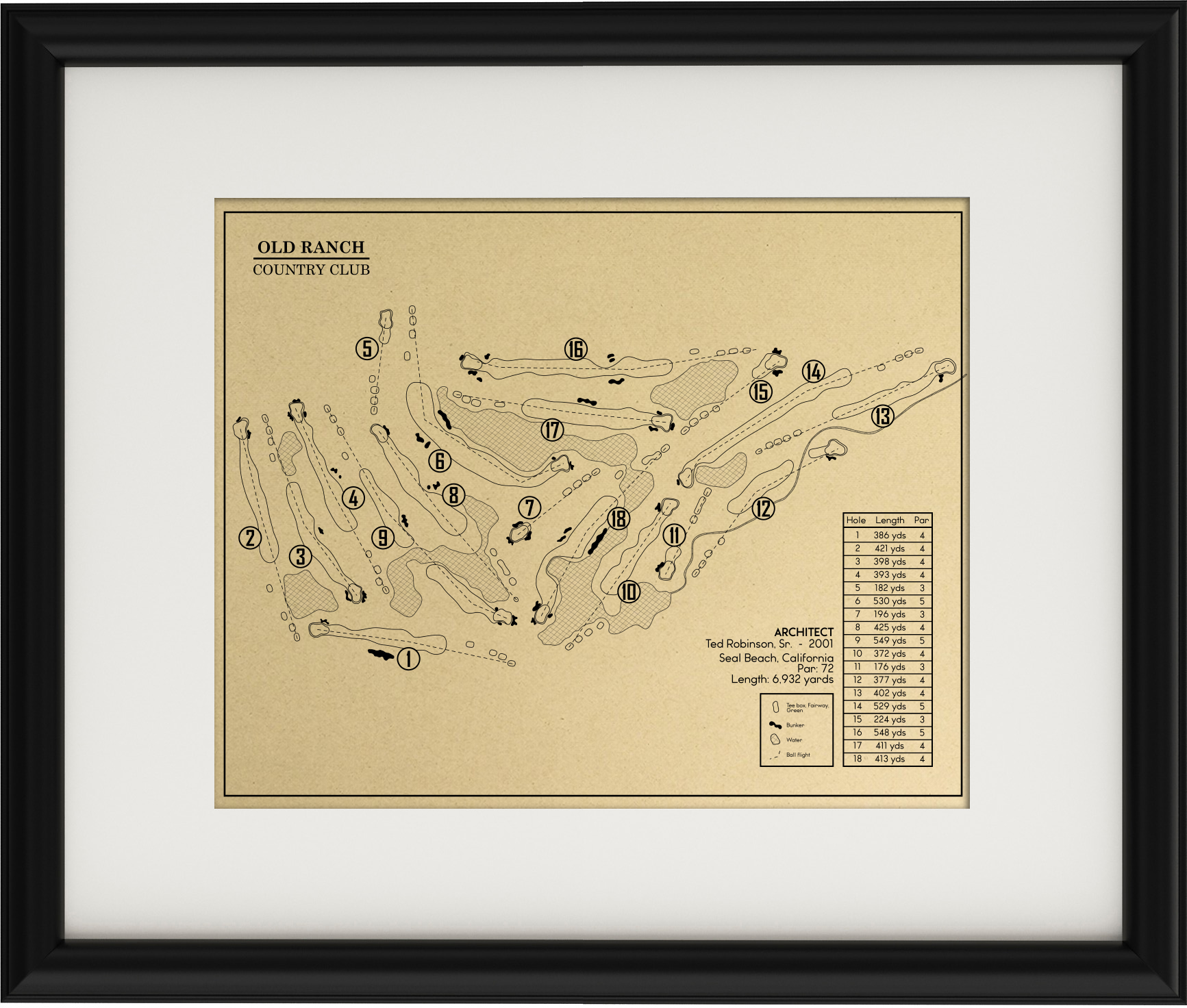 Old Ranch Country Club Outline (Print) – GolfBlueprints