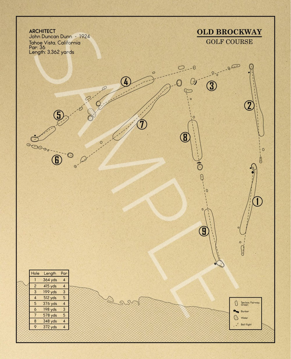 Old Brockway Golf Course Outline (Print)