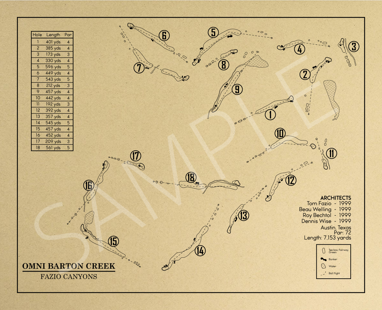 Omni Barton Creek Fazio Canyons Outline (Print)