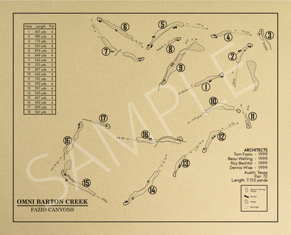 Omni Barton Creek Fazio Canyons Outline (Print)