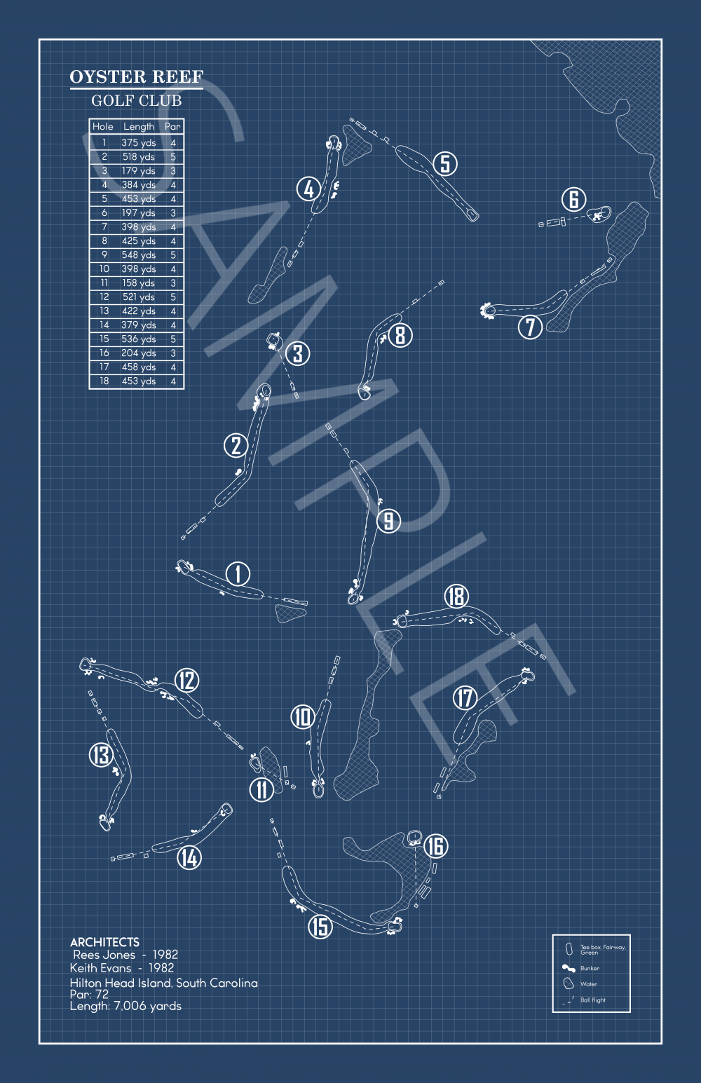 Oyster Reef Golf Club Blueprint (Print)