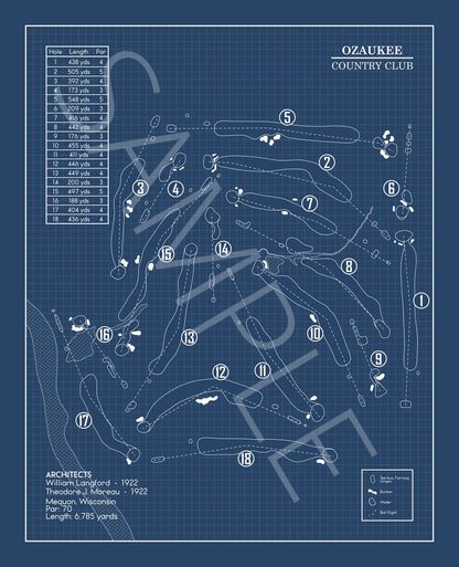 Ozaukee Country Club Blueprint (Print)