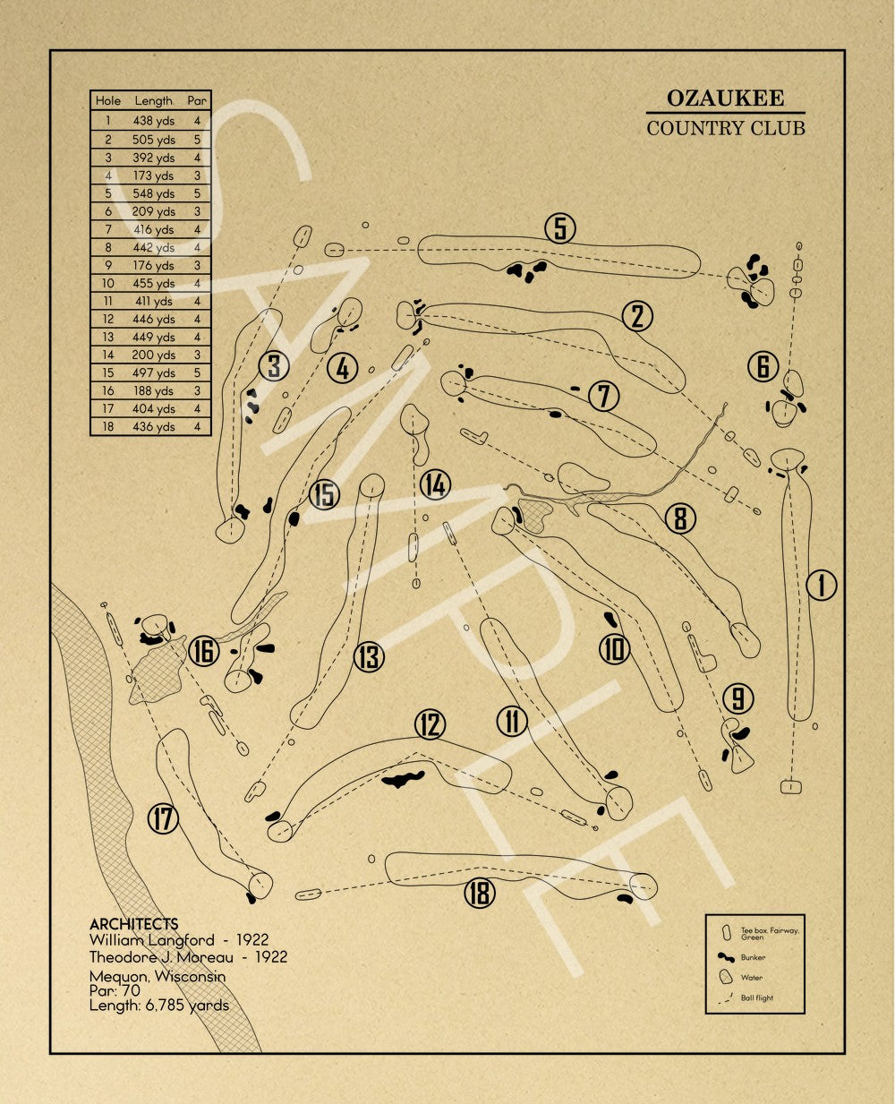 Ozaukee Country Club Outline (Print)