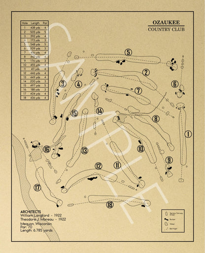 Ozaukee Country Club Outline (Print)