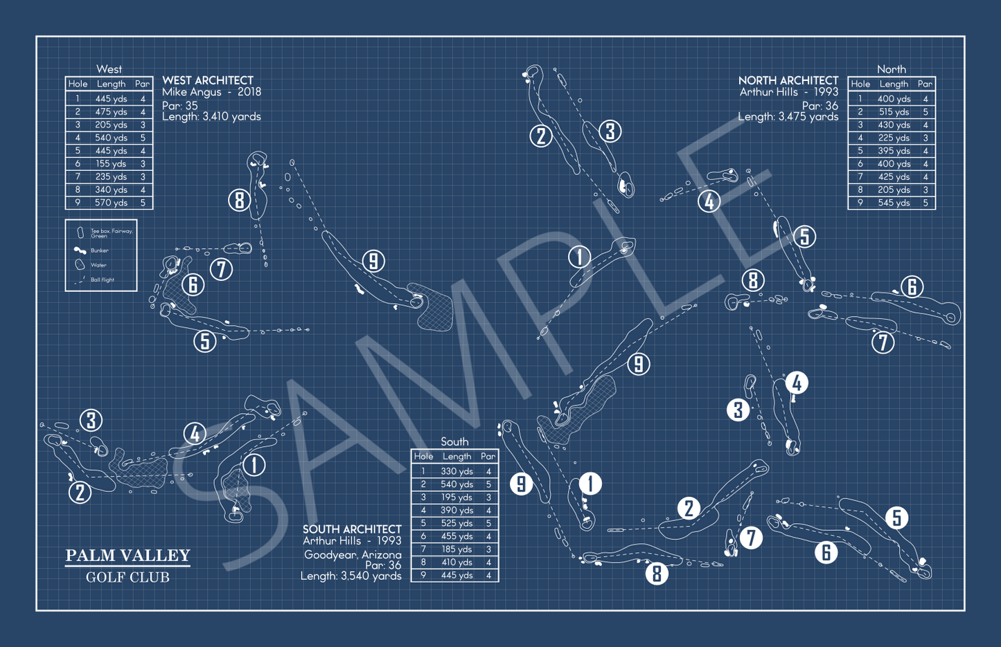 Palm Valley Golf Club Blueprint (Print)
