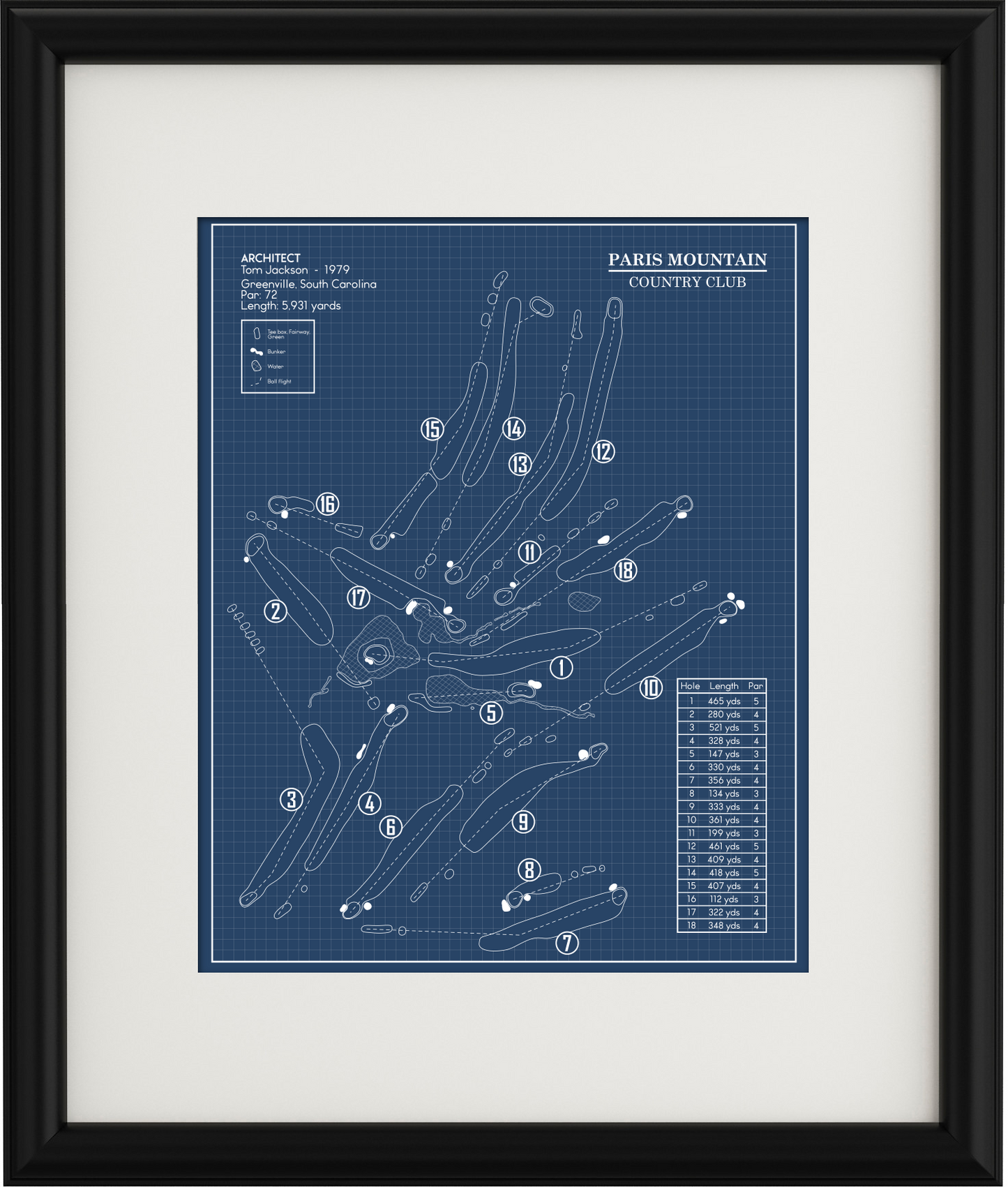 Paris Mountain Country Club Blueprint (Print)