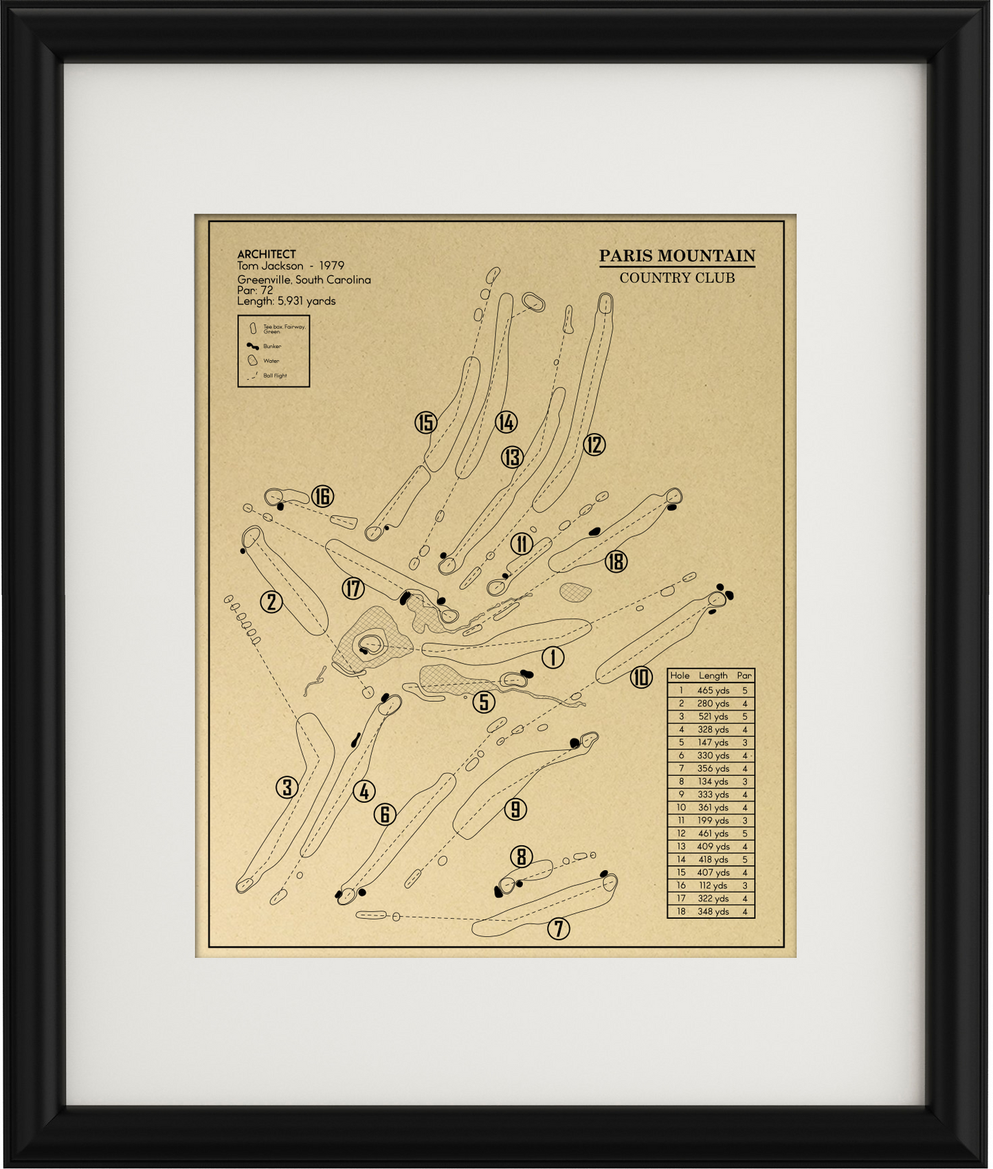 Paris Mountain Country Club Outline (Print)
