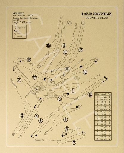 Paris Mountain Country Club Outline (Print)