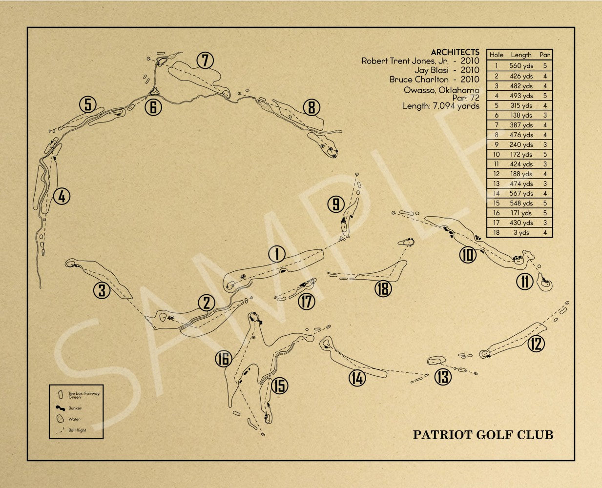 Patriot Golf Club Outline (Print)