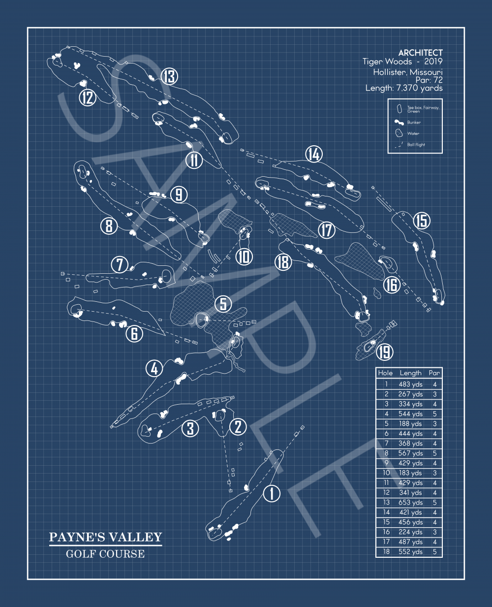 Payne's Valley Golf Club Blueprint (Print)