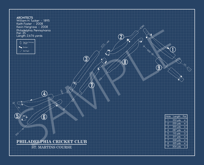 Philadelphia Cricket Club St. Martins Course Blueprint (Print)