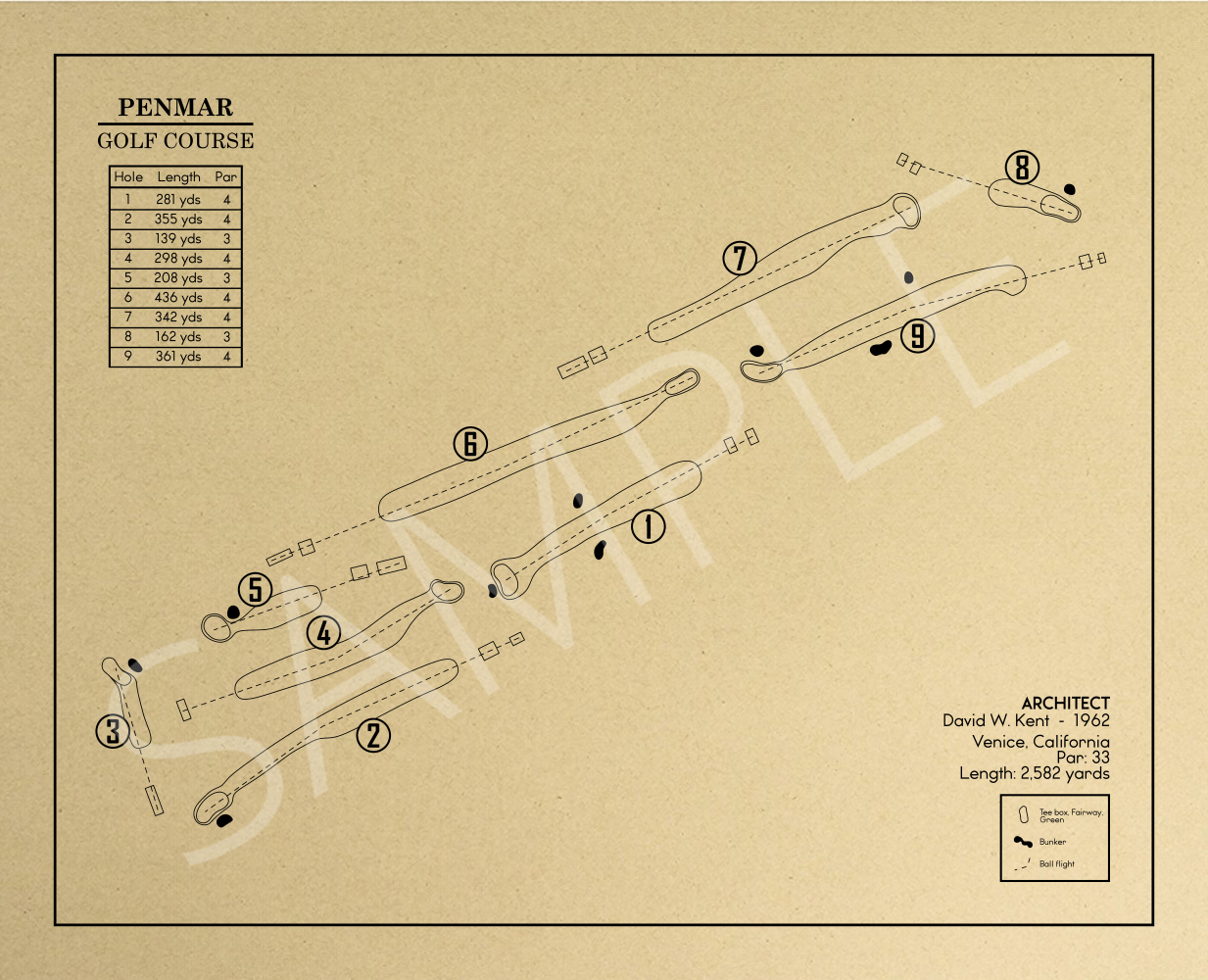 Penmar Golf Course Outline (Print)