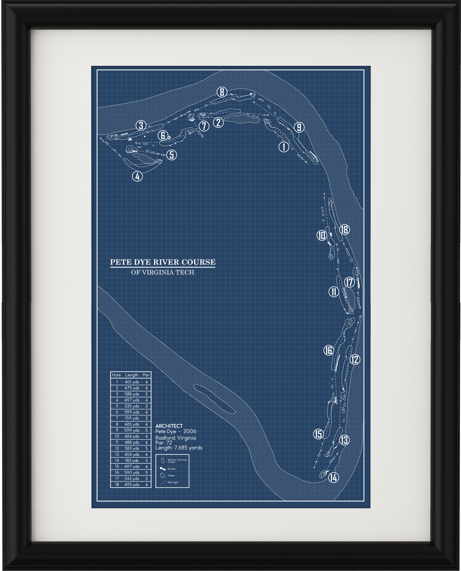 Angc Course Layout Pete Dye River Course Blueprint (Print) – GolfBlueprints