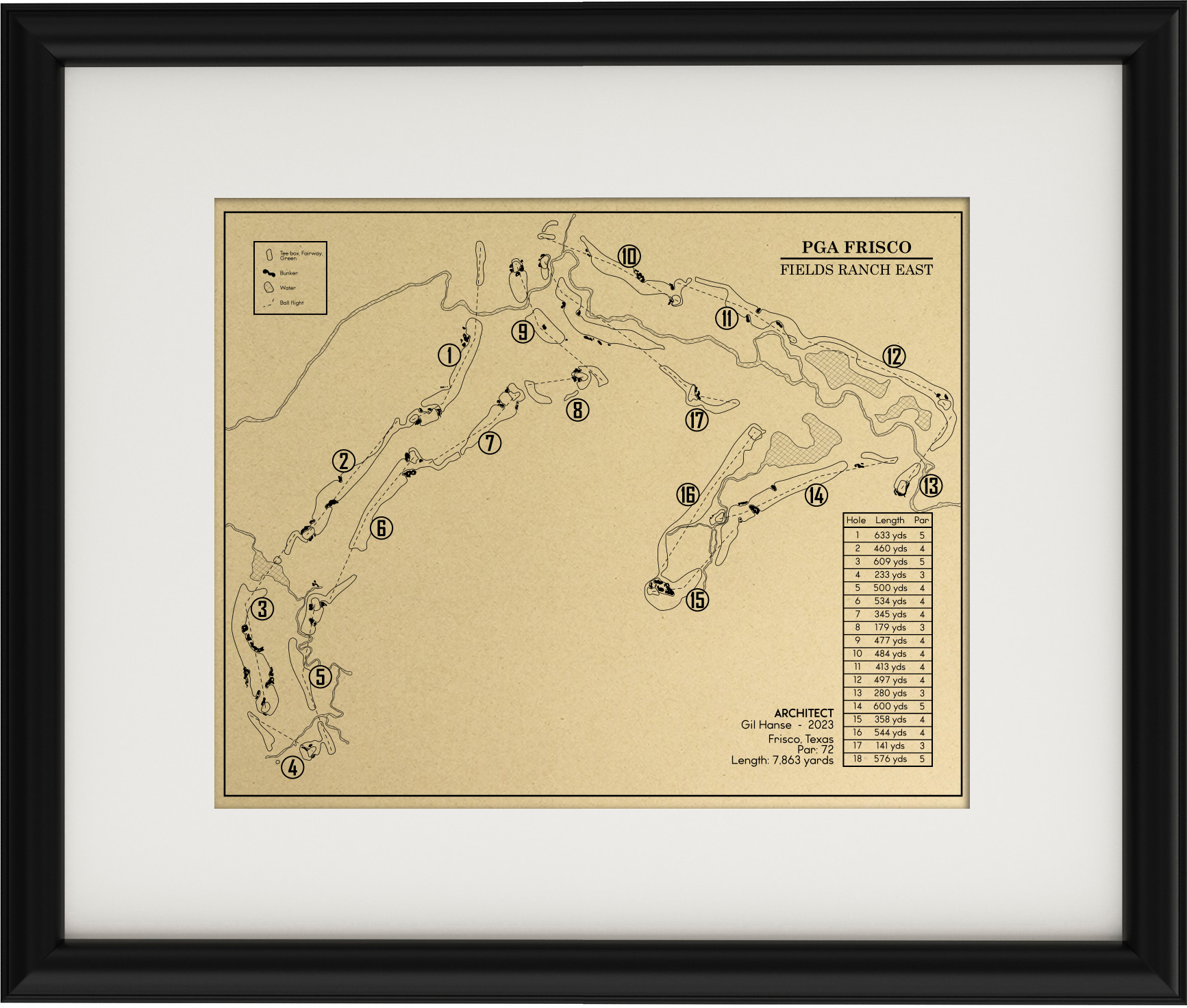 PGA Frisco Fields Ranch East Outline (Print) – GolfBlueprints