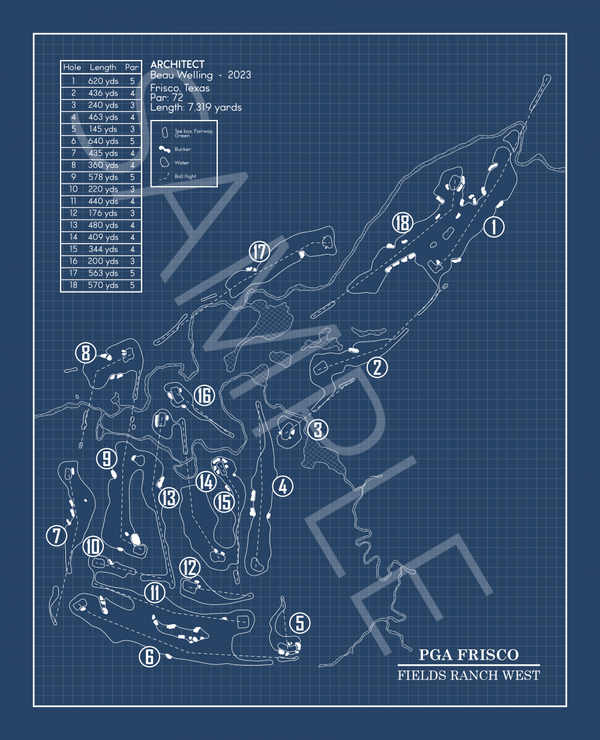 PGA Frisco Fields Ranch West Blueprint (Print) – GolfBlueprints
