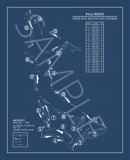 PGA West Pete Dye Mountain Course Blueprint (Print)
