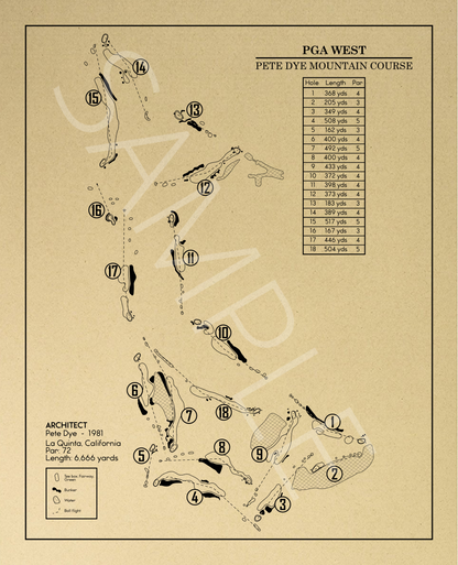 PGA West Pete Dye Mountain Course Outline (Print)