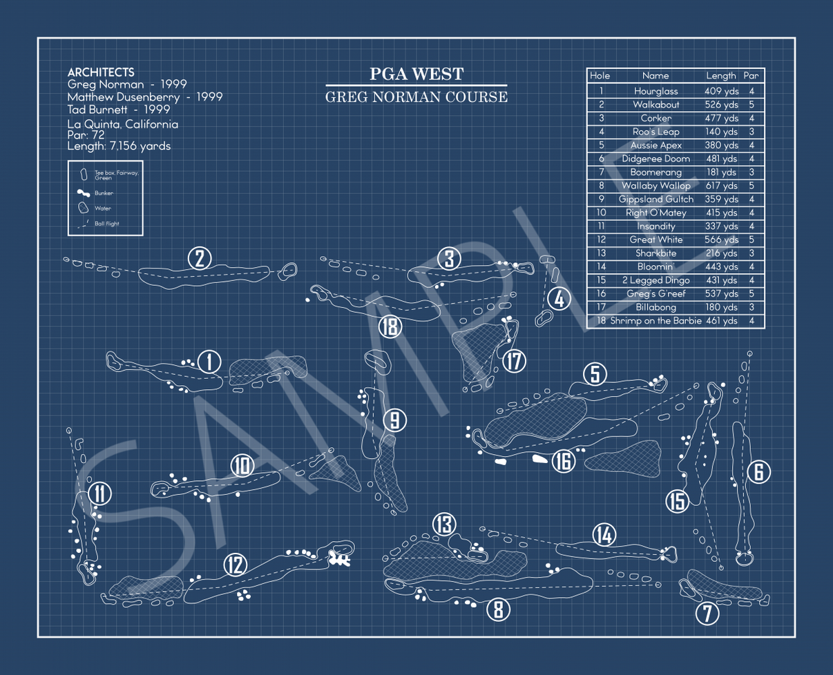 PGA West Greg Norman Course Blueprint (Print) GolfBlueprints