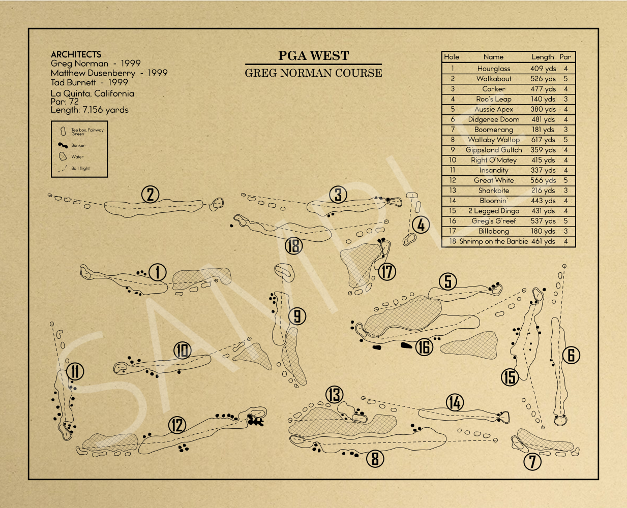 PGA West Greg Norman Course Outline (Print)