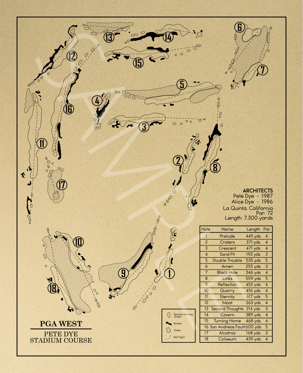 PGA West Pete Dye Stadium Course Outline (Print)
