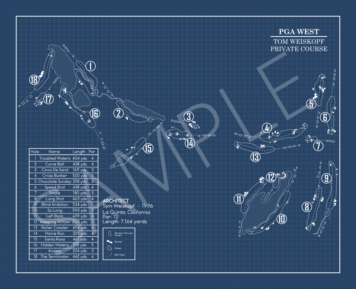 PGA West Tom Weiskopf Private Course Blueprint (Print)