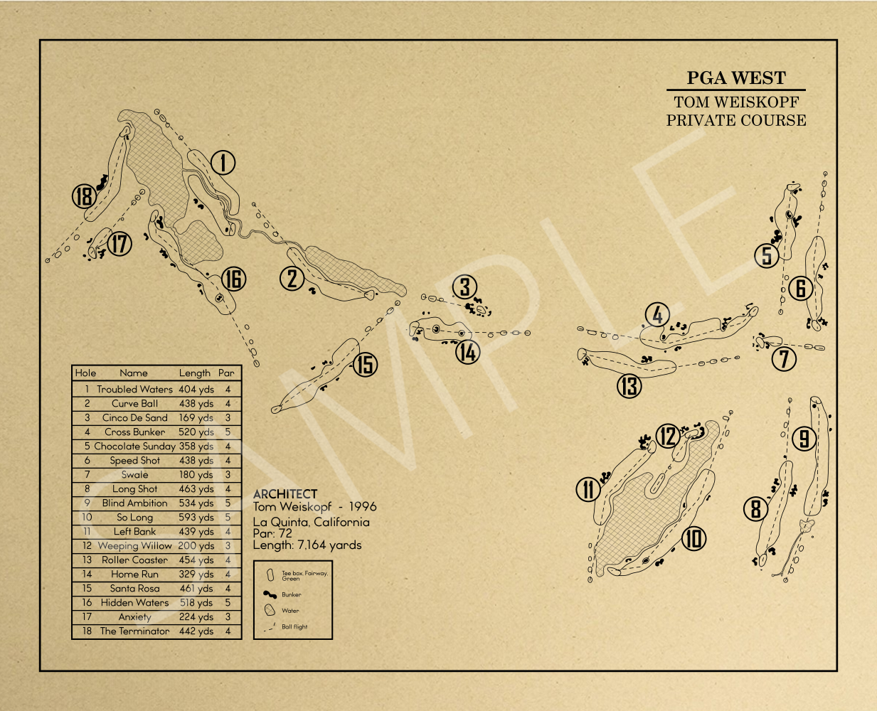 PGA West Tom Weiskopf Private Course Outline (Print)