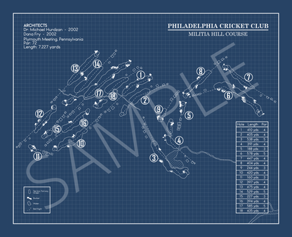 Philadelphia Cricket Club Militia Hill Course Blueprint (Print)