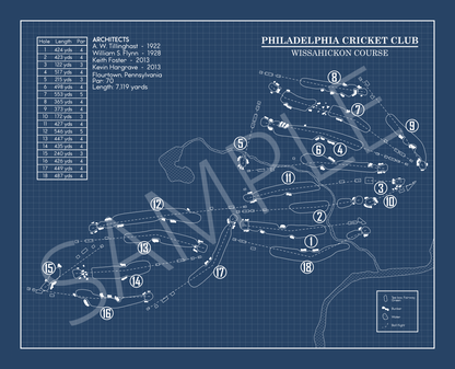 Philadelphia Cricket Club Wissahickon Course Blueprint (Print) (Copy)