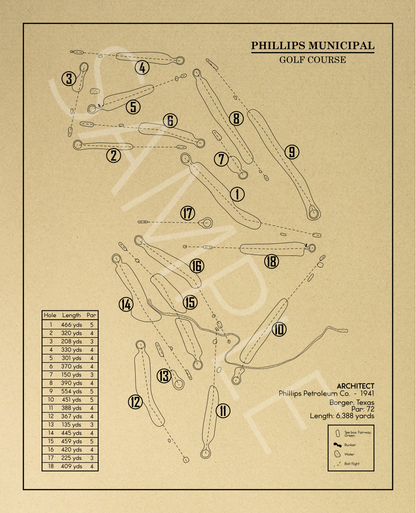 Phillips Municipal Golf Course Outline (Print)