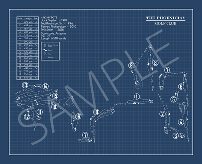 The Phoenician Golf Club Blueprint (Print)