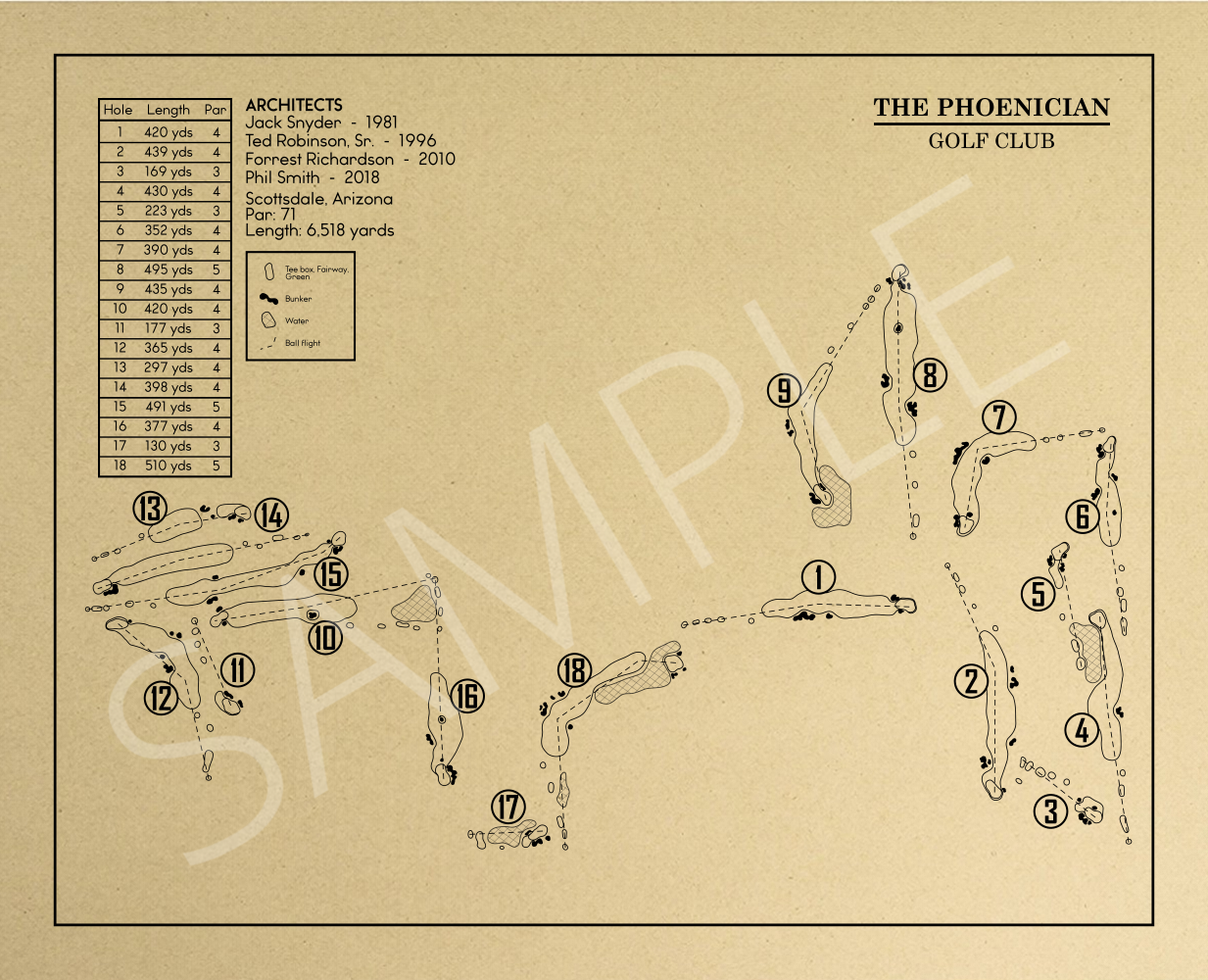 The Phoenician Golf Club Outline (Print)