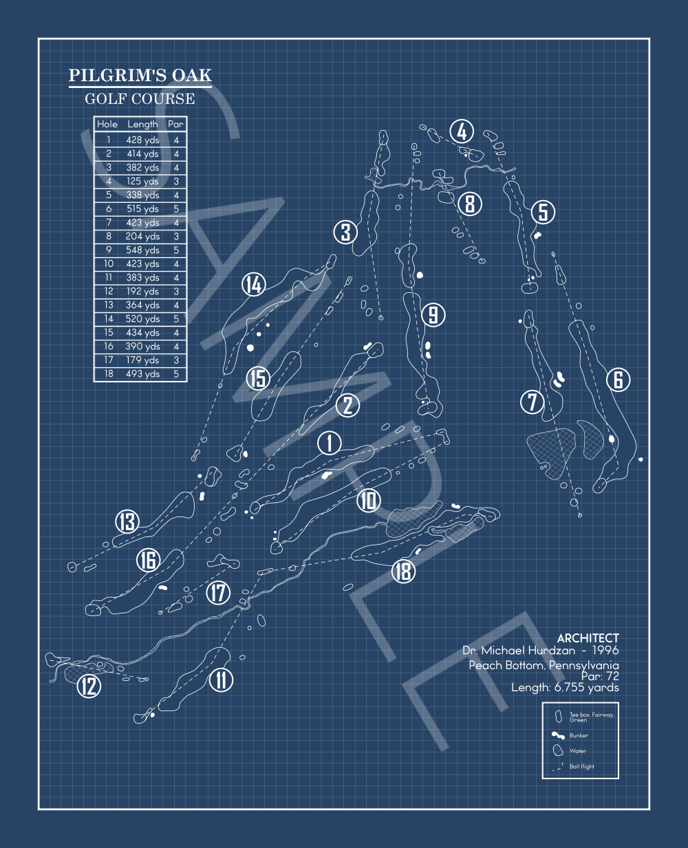 Pilgrim's Oak Golf Course Blueprint (Print)