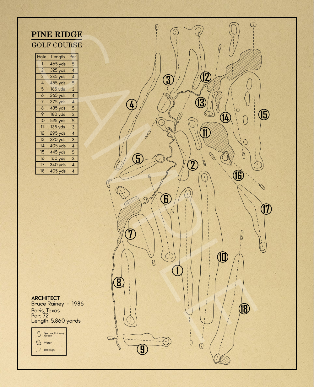Pine Ridge Golf Course Outline (Print)