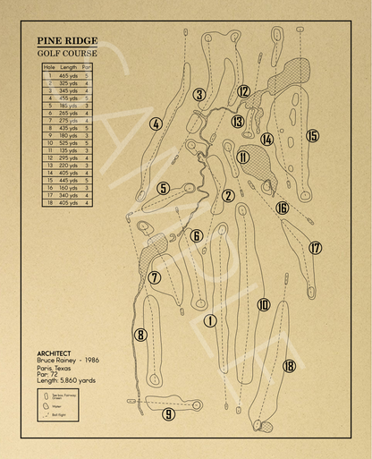 Pine Ridge Golf Course Outline (Print)