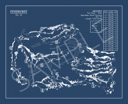 Pinehurst No. 10 Golf Course Blueprint (Print)
