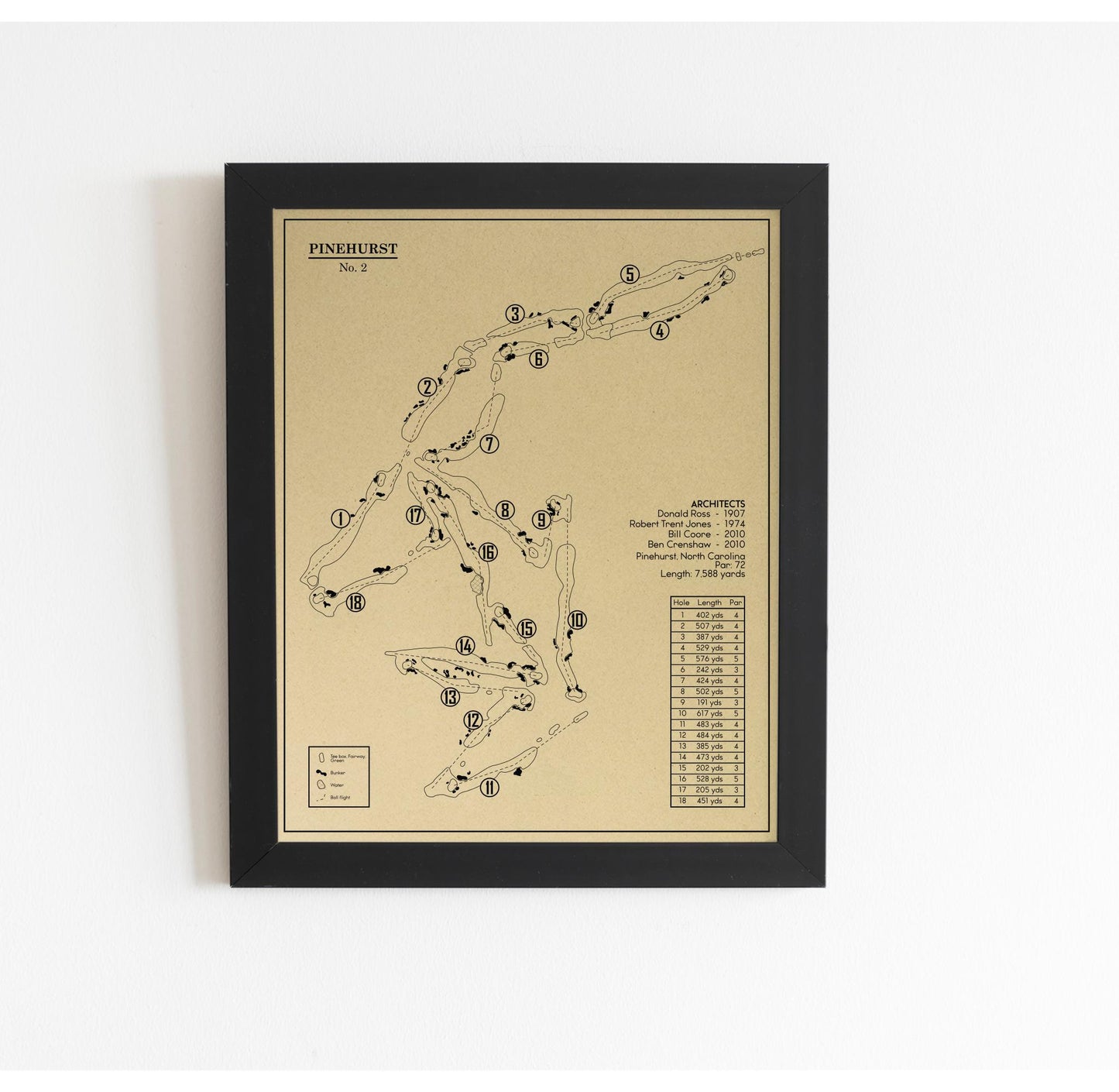 Pinehurst No. 2 Golf Course Outline (Print)