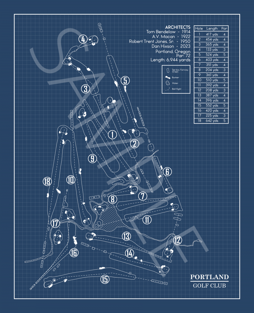 Portland Golf Club Blueprint (Print)