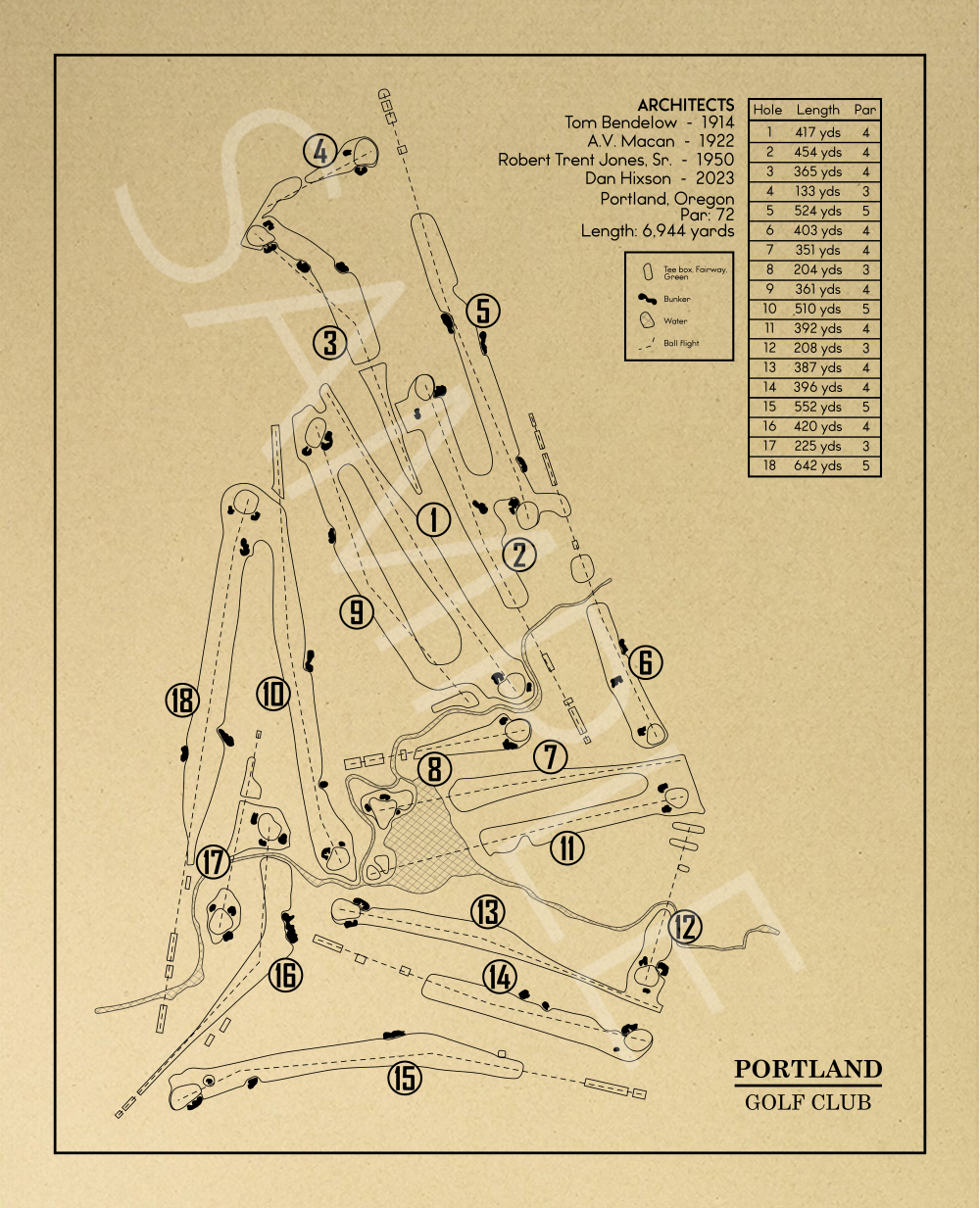 Portland Golf Club Outline (Print)