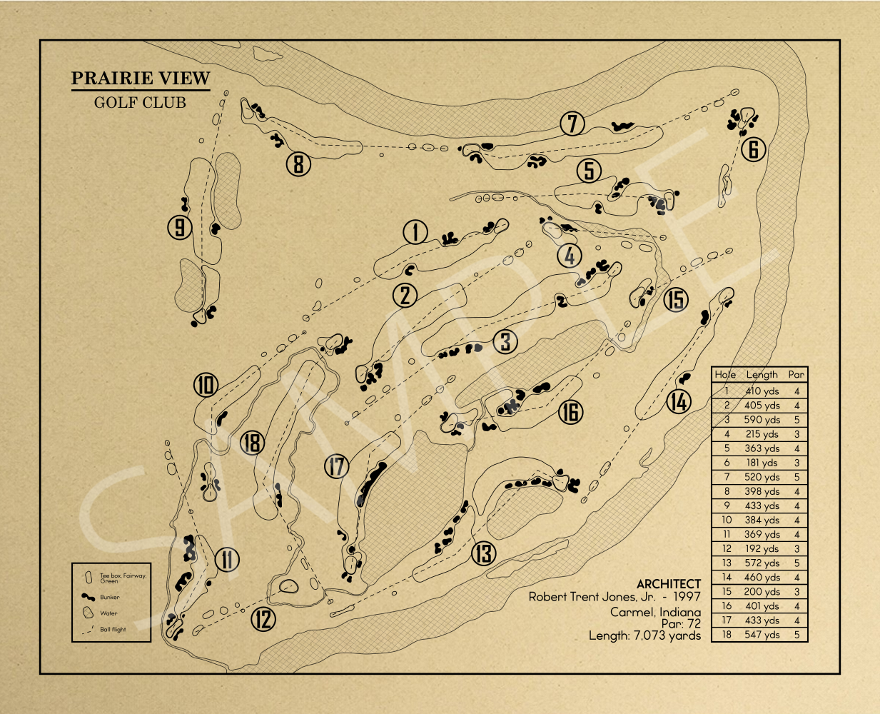 Prairie View Golf Club Outline (Print)