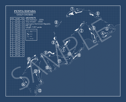 Punta Espada Golf Course Blueprint (Print)