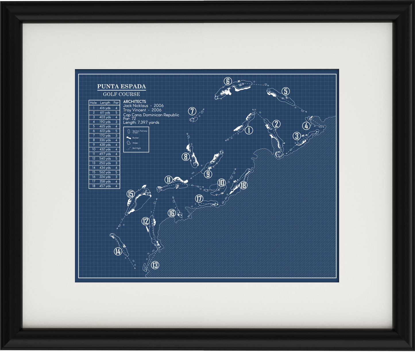 Punta Espada Golf Course Blueprint (Print)