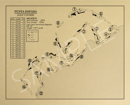Punta Espada Golf Course Outline (Print)